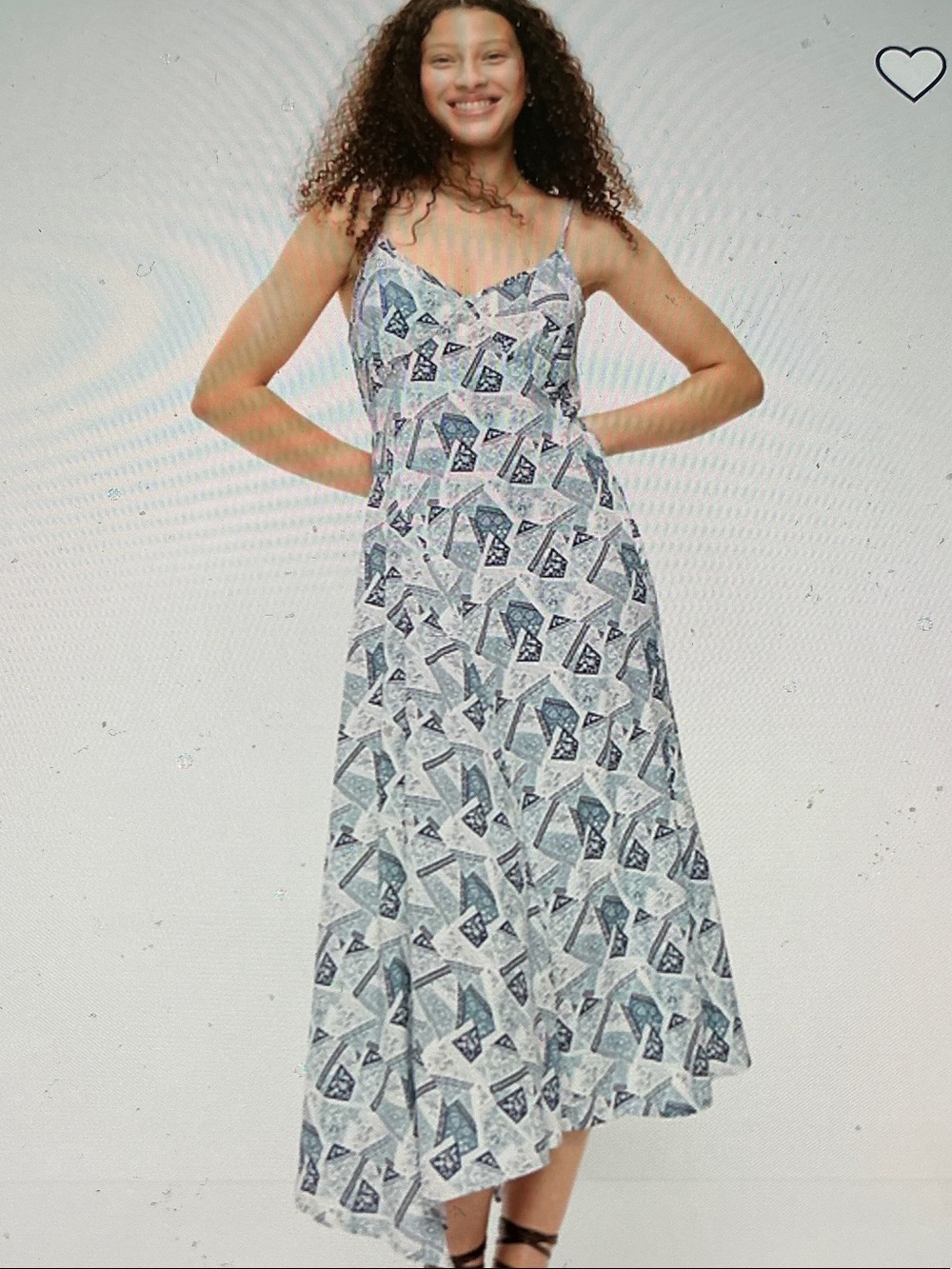 OLD NAVY Fit & Flare Printed Spaghetti-Strap Mide Dress Blue Print Size Small